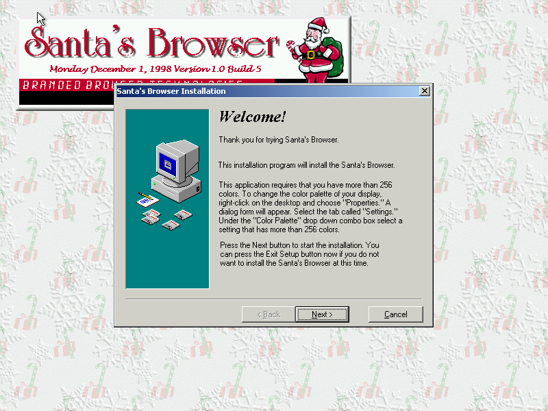 Screenshot from installer for Santa's Browser